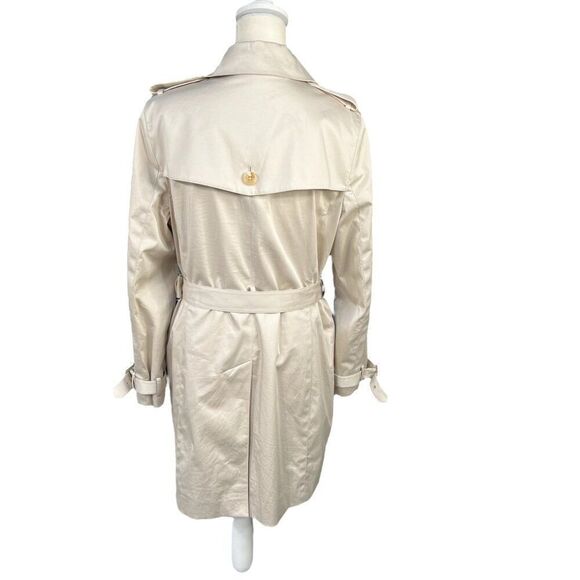 Brooks Brothers Double Breasted Belted Trench Coat Light Cream Size 10 - Picture 4 of 11